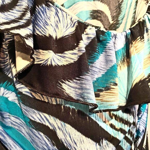 Fiona & Purple Y2K One Shoulder Blue & Black Top Size Large - Picture 4 of 6